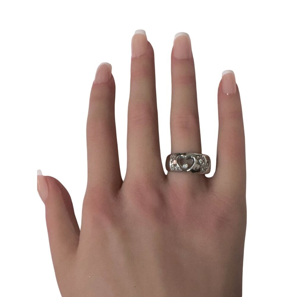 925 Sterling Silver Ring LOVE Heart Cubic Zirconia Size 6 - Picture 6 of 7